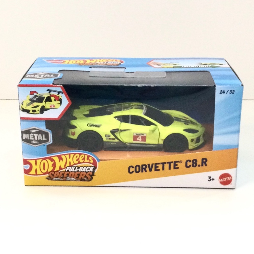 HotWheels Corvette C8.R Pull-Back Metal Race Car  Speed Fast NEW